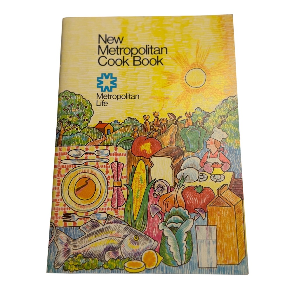 VTG Metropolitan Life Metropolitan Cook Book Yellow Retro Illustrated Recipes